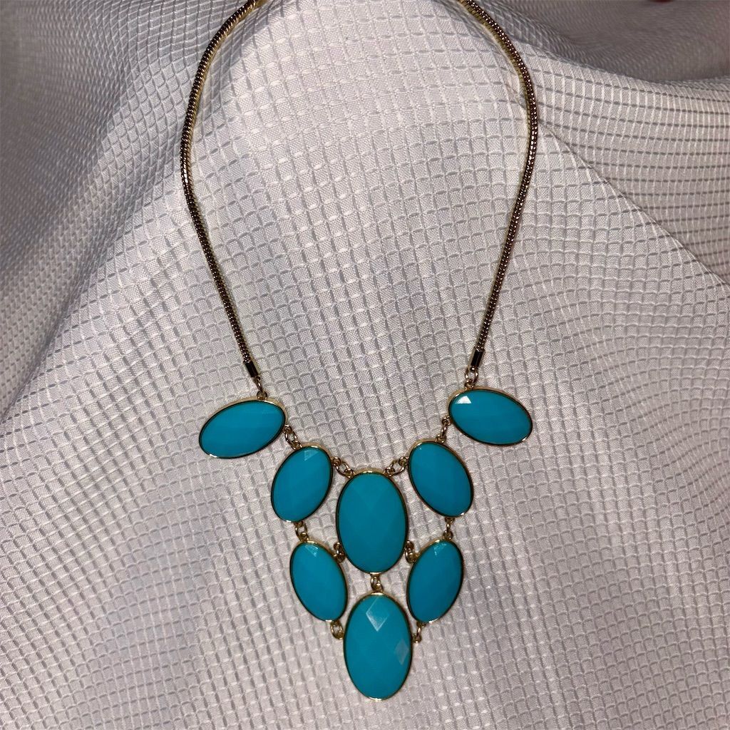 Mark Blue Bib Necklace Faux Turquoise Statement Adjustable 18″-20.5″