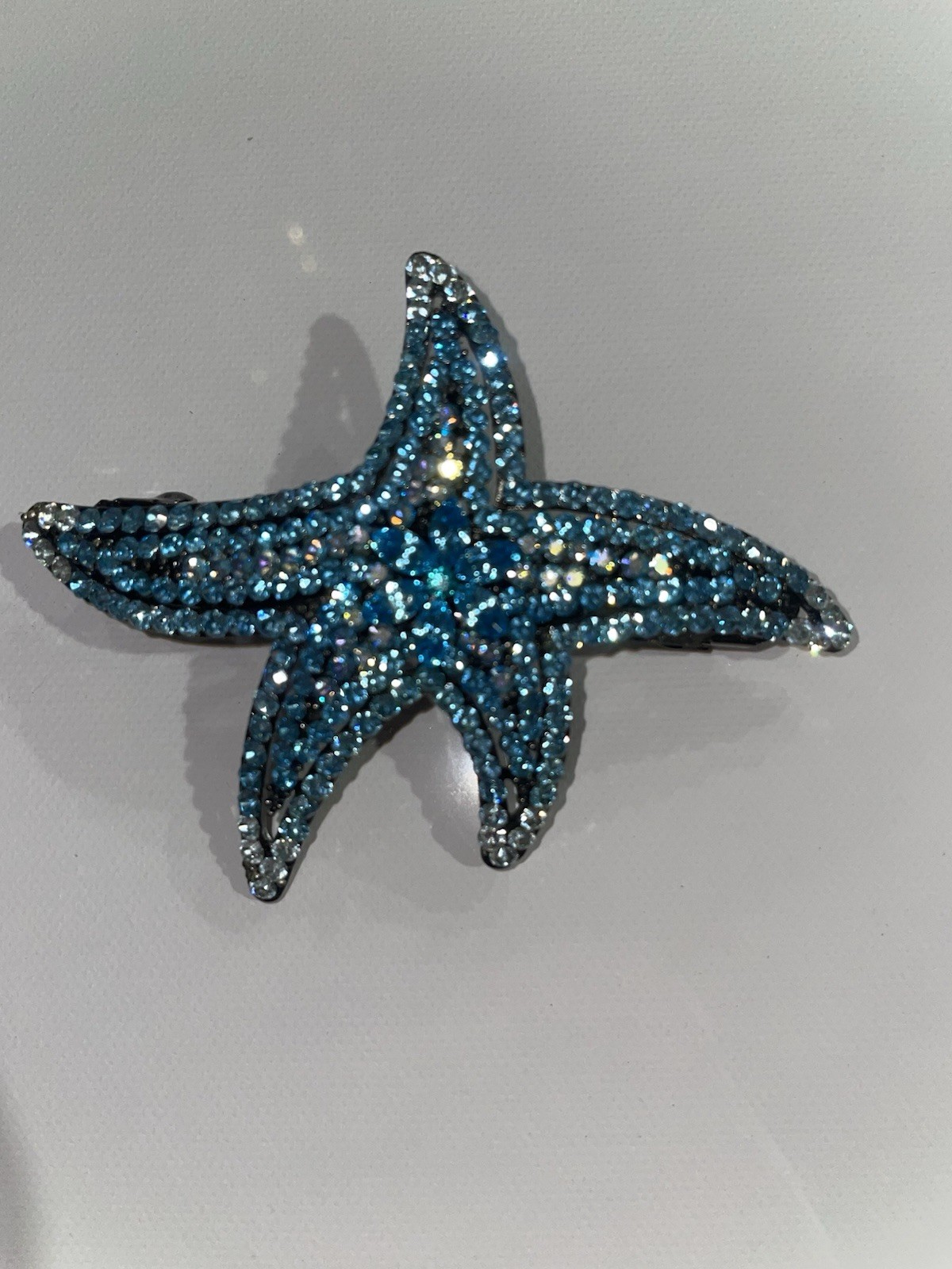 Kirk’s Folly Blue Starfish Rhinestone Barrette Hair Clip Crystal Coastal Mermaid