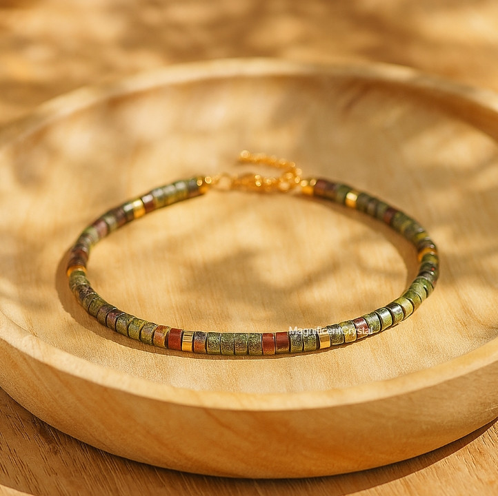 Minimalist Dragon Bloodstone Bracelet Tube Beaded Boho Jewelry Birthday Gift
