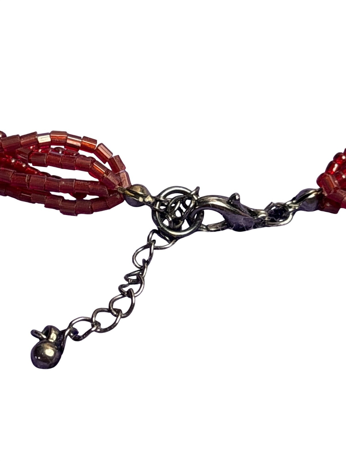 Red Glass Seed Bead Necklace Multi Strand 17 – 19 inches Long