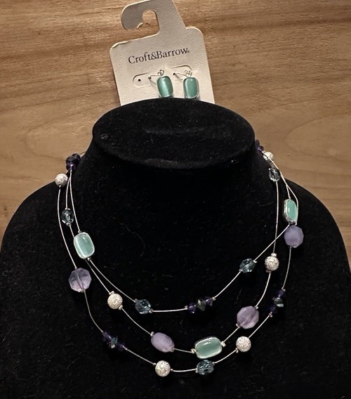 NWT CROFT & BARROW Beaded NECKLACE Drop Hook EARRING SET Nickel Free