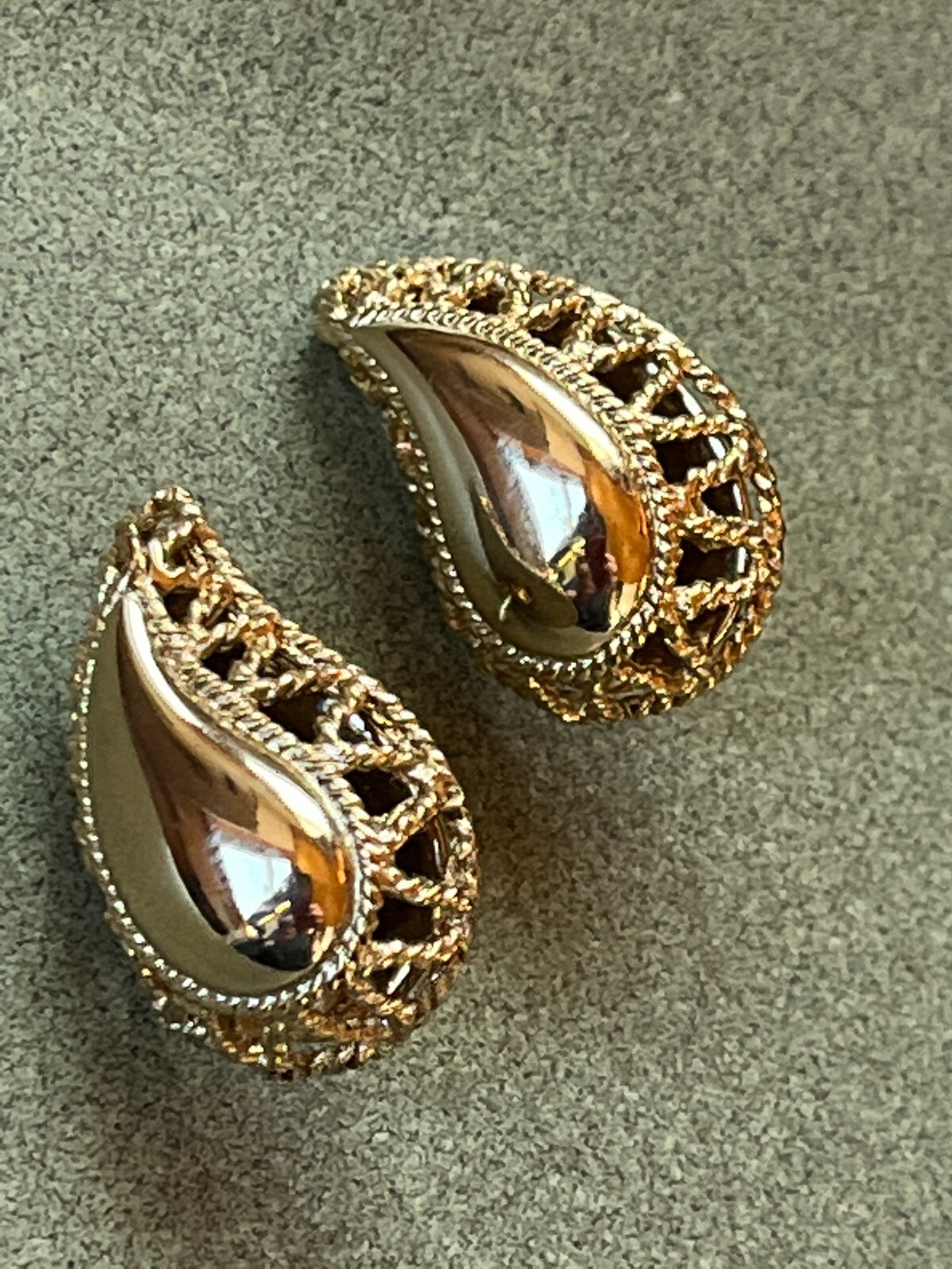 Lacey Goldtone Hollow Paisley Post Earrings for Pierced Ears – 7/8th’s x 0.5 inc