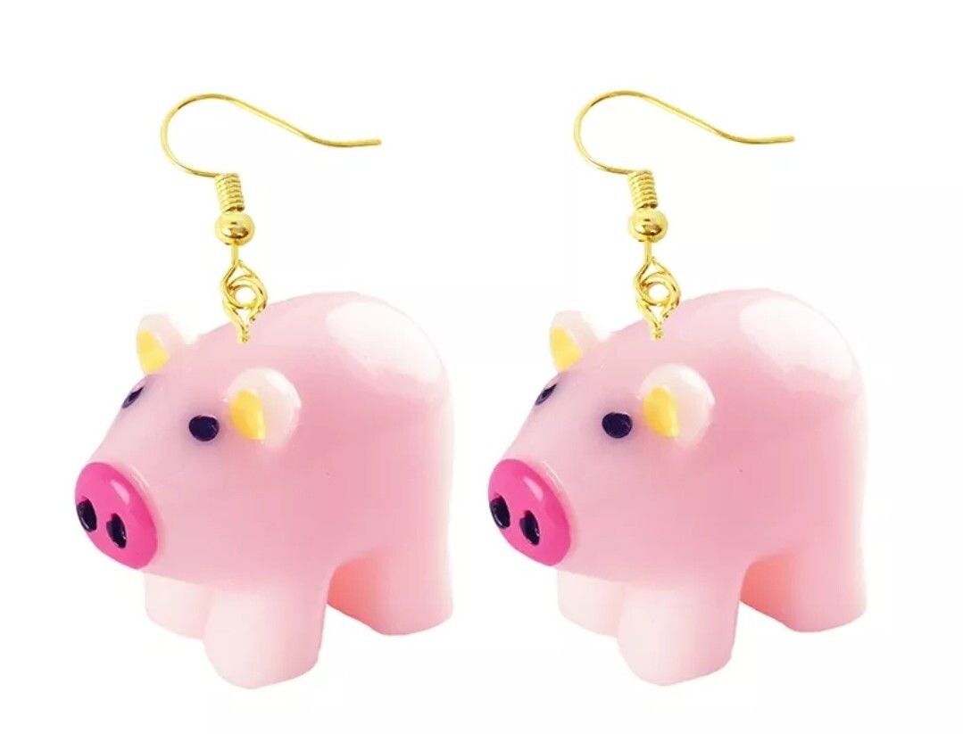 Women’s Fashion Novelty Jewelry Custom Resin Earrings Pig 90