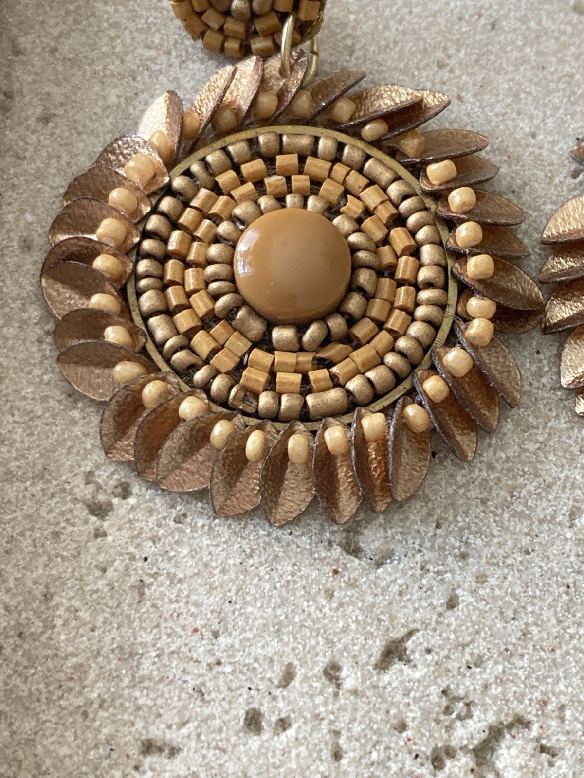 Earthy Boho Earrings Set Of 2 Pair Raffia Hoop Beaded Statement Natural Brown