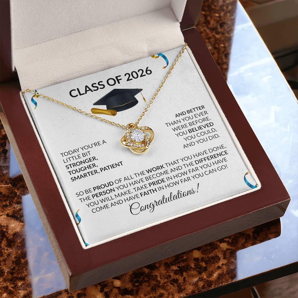 Class of 2026 Graduation Love Knot Necklace