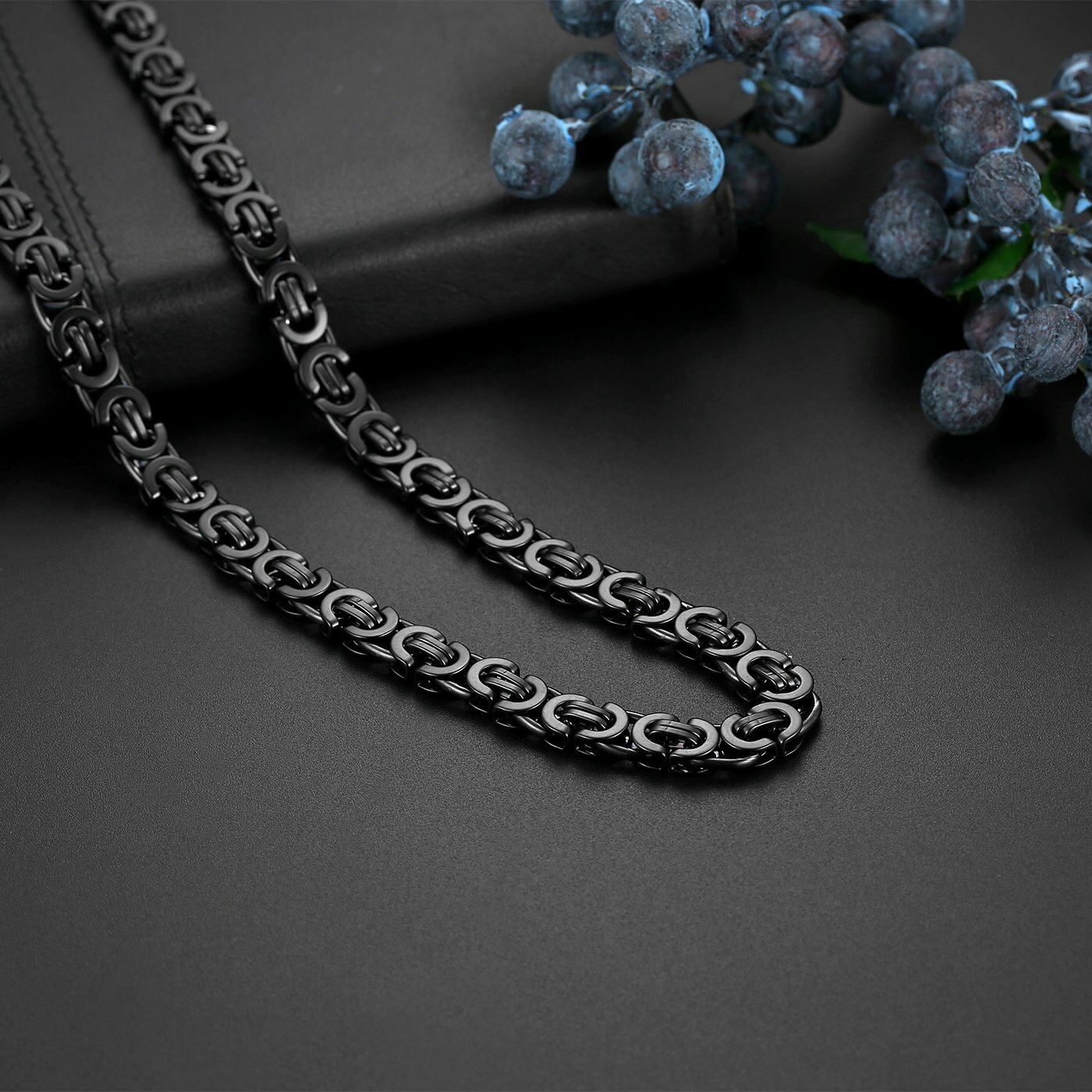 9mm Men Stainless Steel Byzantine Necklace Box Link Chain 22 Inch High Polished