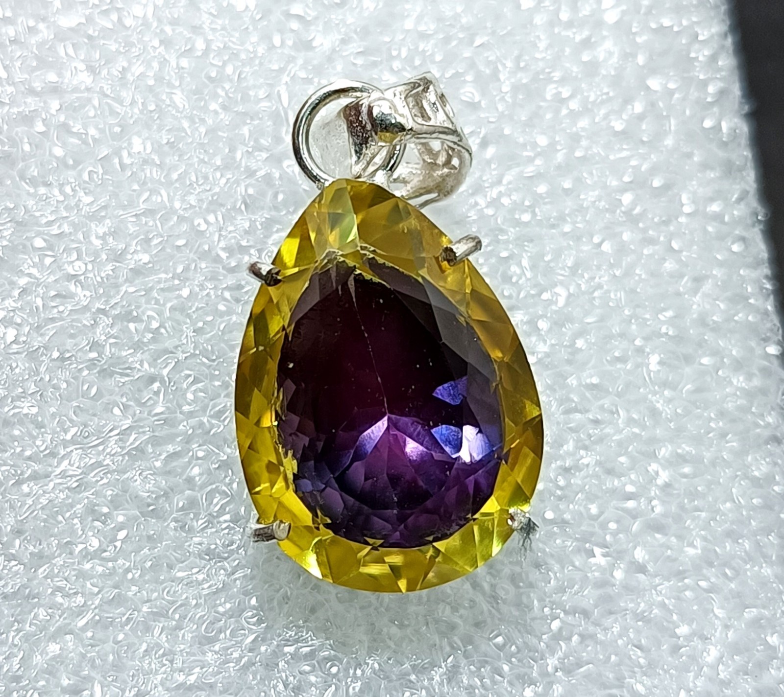 Bi-Color Rare Pitambari Sapphire Pear Natural 39.45 Ct 925 Silver Pendant Gem