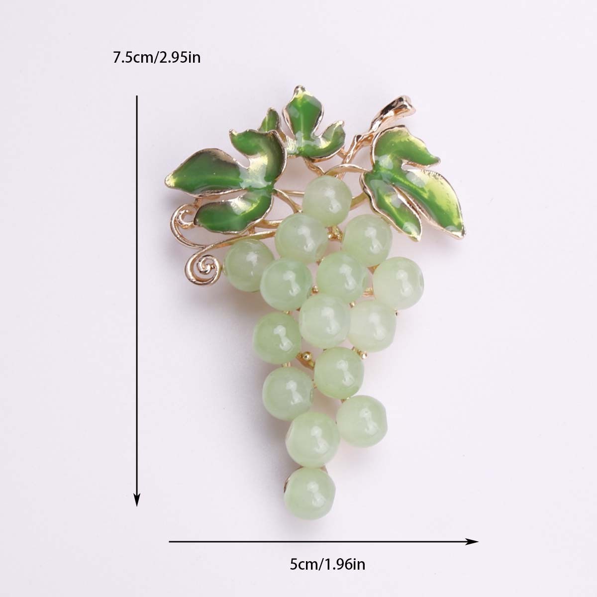Bohemian Luxury Glass Grape Brooch Pin Alloy Enamel Rhinestone Fruit Badge Women