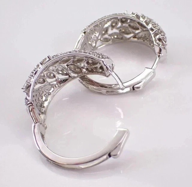 2 Ct Round Cut Simulated Diamond Women’s Hoop Earrings In 14k White Gold Plated