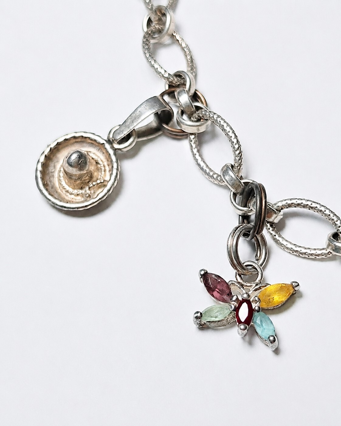 Sterling Silver 7in Charm Bracelet Heart Flip Flops Dragonfly 14.4g