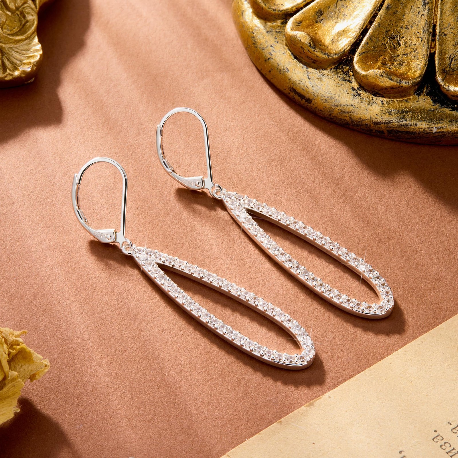 Sterling Silver Teardrop Dangle Earrings for Women Cubic Zirconia