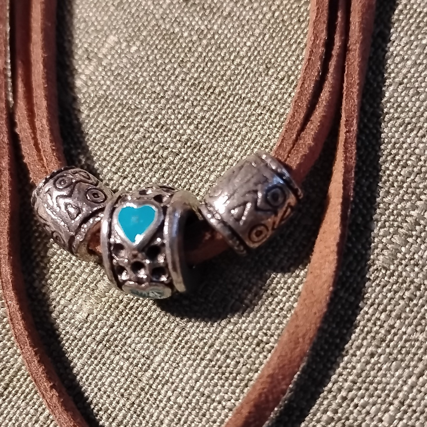 Turquoise Teardrop Pendant Necklace Blue Stone Bezel Faux Leather Cord. 4001