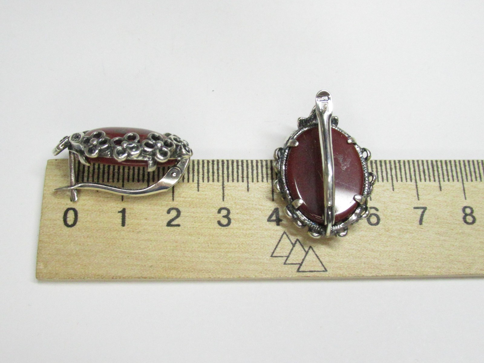 Earrings modern costume jewelry, brass, silver plated, weight 12,79 g..