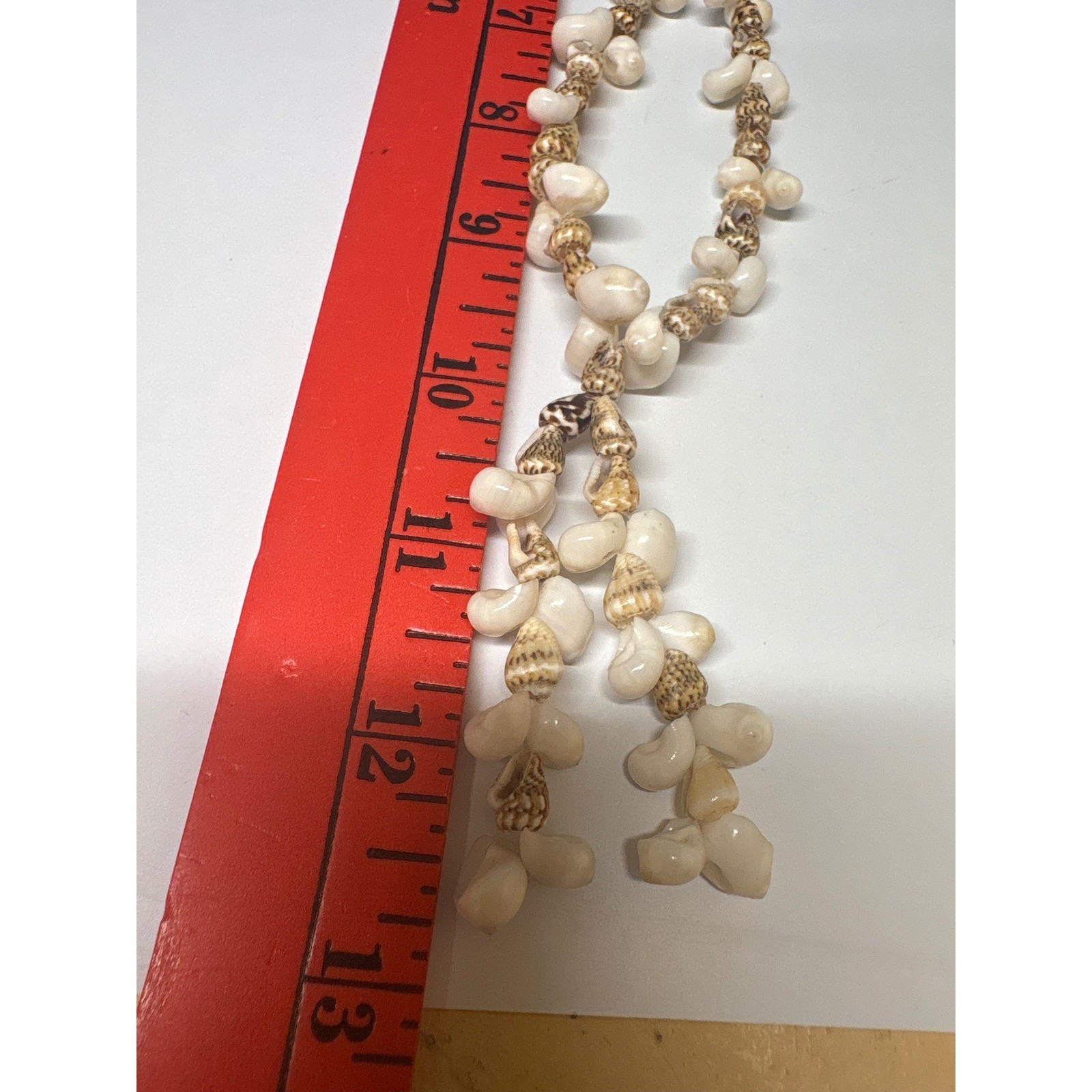 Vintage Natural Sea Shell Tassel Necklace White Brown Puka Boho Coastal