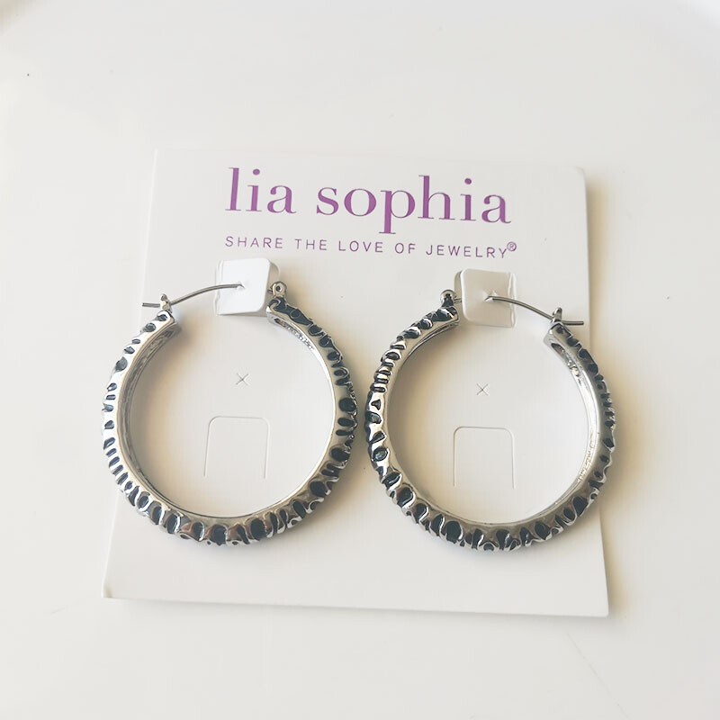 New 4cm Lia Sophia Floral Hoop Earrings Gift Fashion Women Party Holiday Jewelry