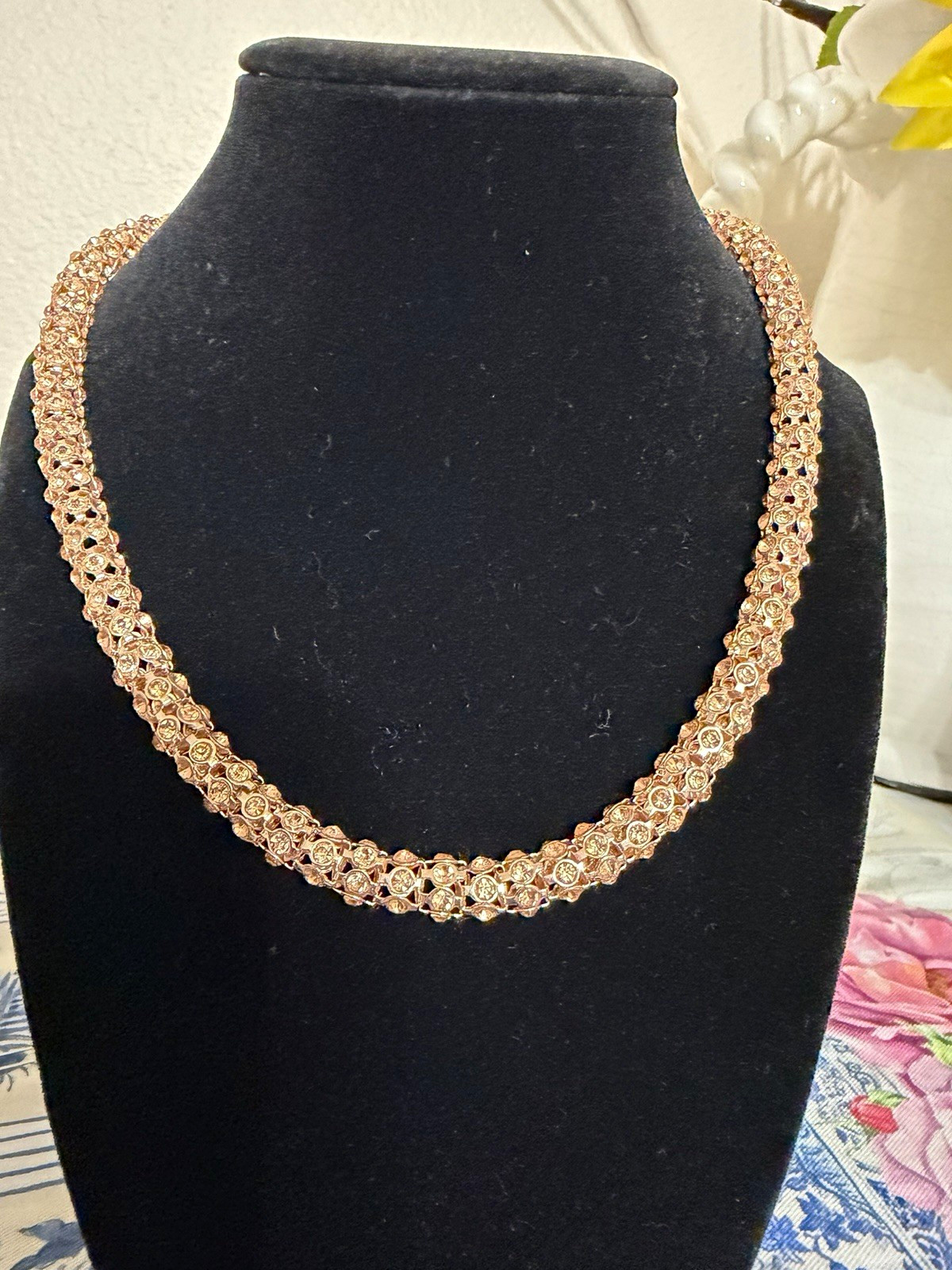 Gold Tone Mesh Chain Necklace, Metal Chain Style, No Stone, Fashion Jewelry