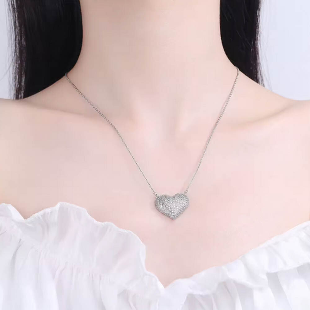 Samantha Heart Pendant Necklace w Cubic Zirconia, 19″ Chain, TV Show Inspired