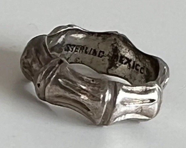 Vintage Celia Harms Sterling Silver Bamboo Ring Mexico Signed Size 4.25