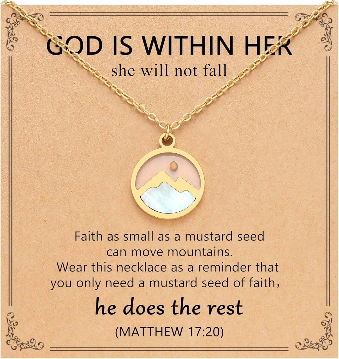 Mustard Seed Faith Necklace Moving Mountains Christian Gift Women Girls