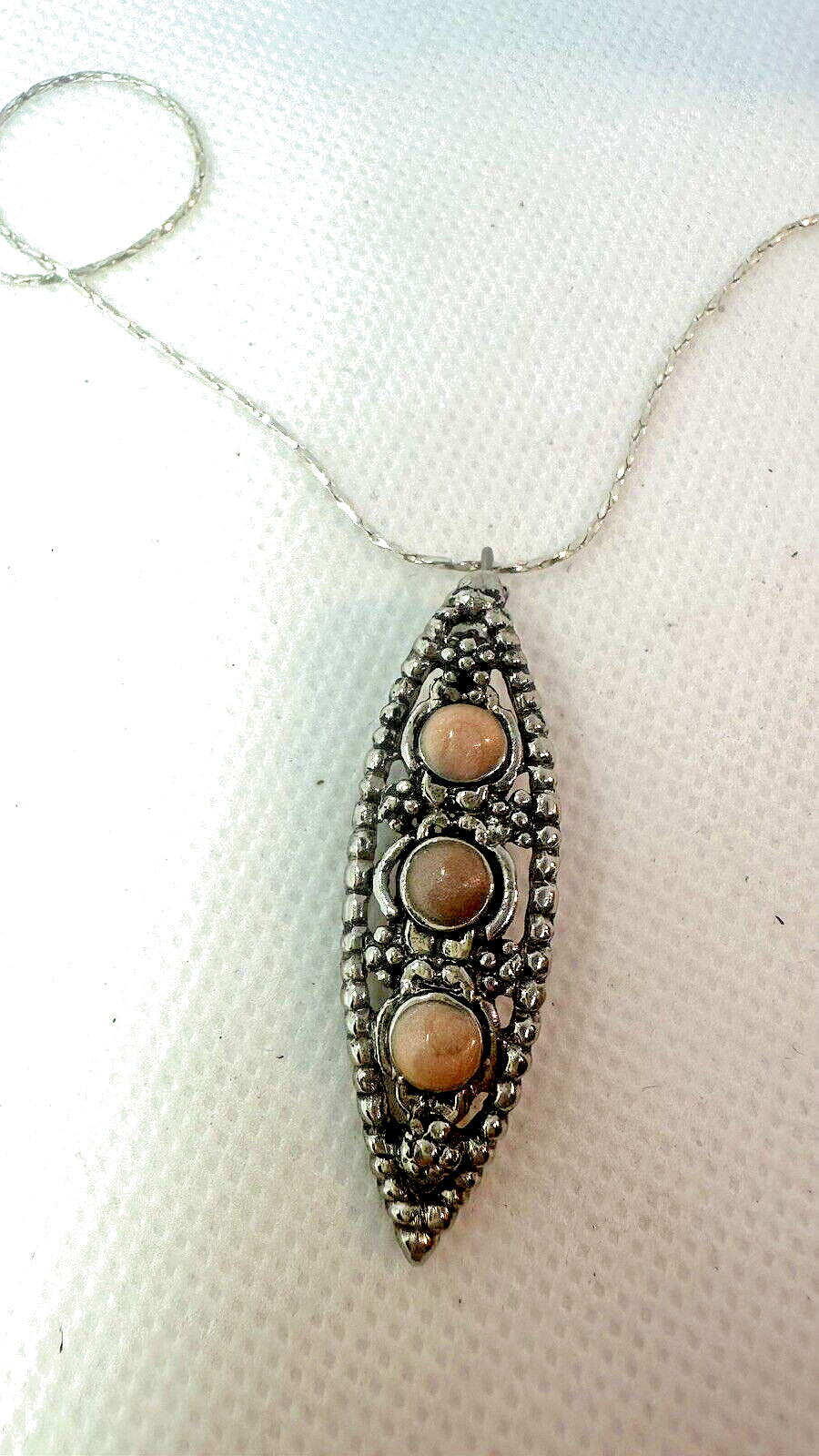 faux pearl pink, brown, necklace pendant 18″ lobster hook