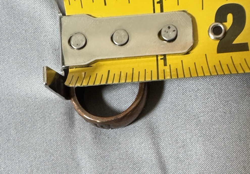 Copper Band Ring ‘BITCH’ Engraving Punk Style Size 8 Brown Round