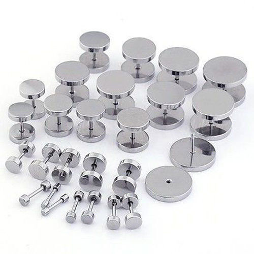 2PCS Surgical Steel Flat Back Disc Stud Earrings Cartilage Helix Ear Piercing
