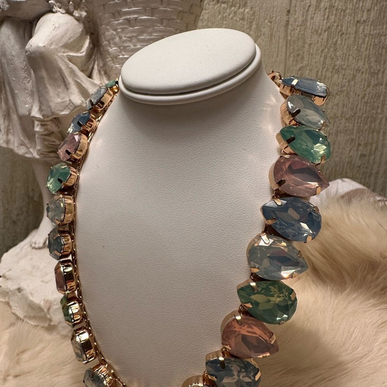 Pastel Multicolor Acrylic Gem Necklace Lightweight
