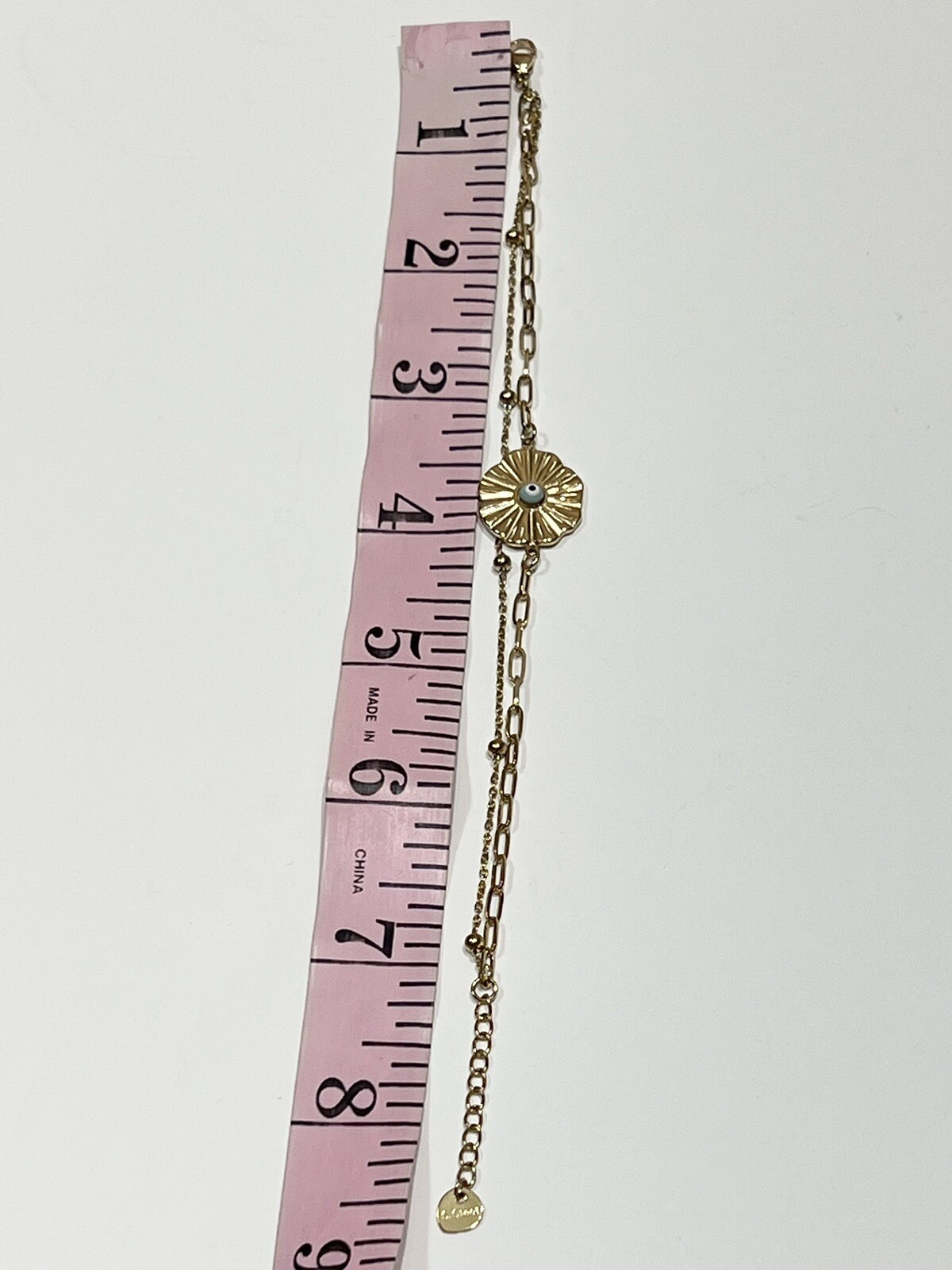 Dainty Gold Evil Eye Sunburst Bracelet Adjustable Layered Protection Jewelry