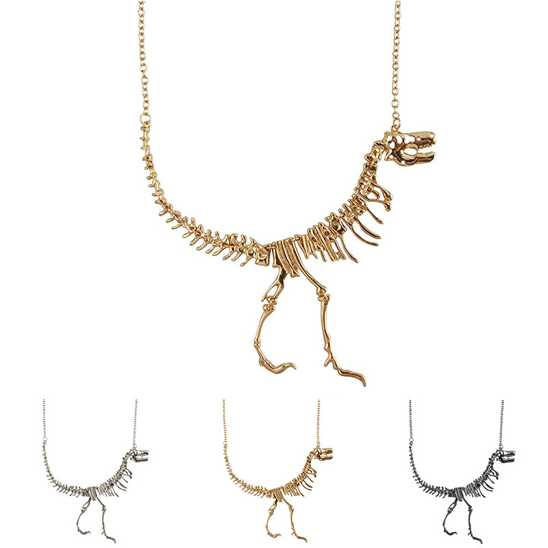 Skeleton Dinosaur Necklace Pendant Chains Charm Dragon Bone Collares Necklaces