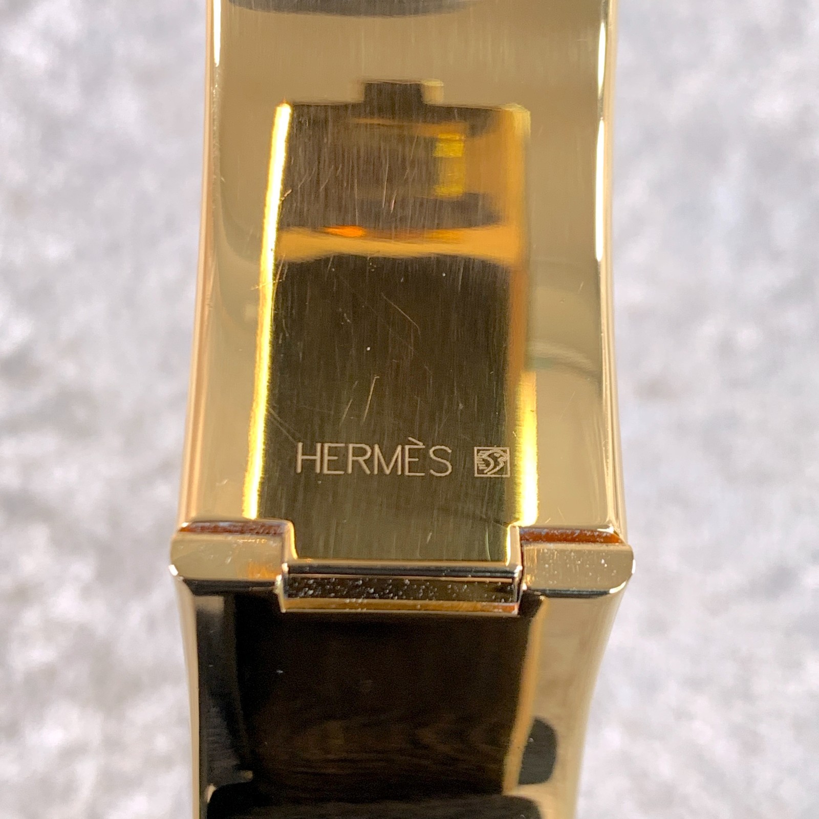 Vintage Hermes Paris Bangle Bracelet Clic Clac Black Enamel Elephant GM with Box