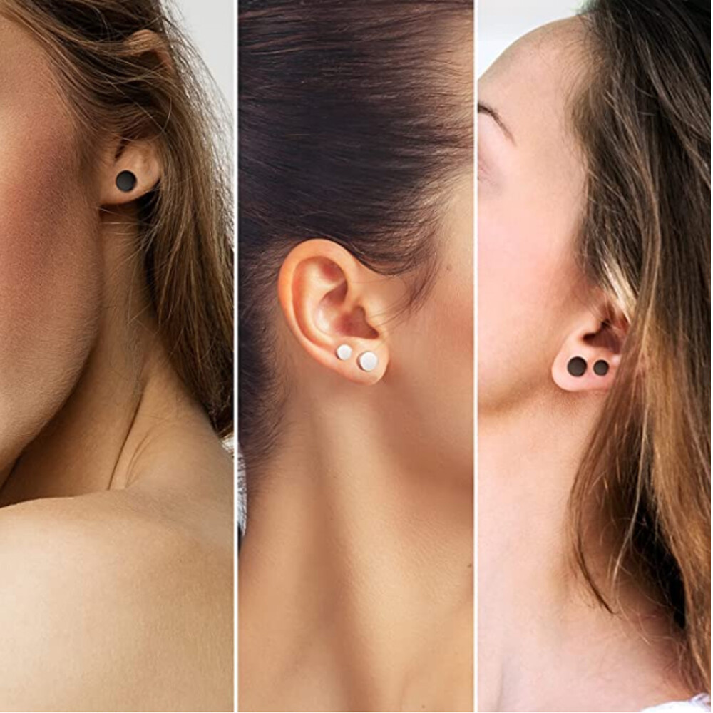 2PCS Surgical Steel Flat Back Disc Stud Earrings Cartilage Helix Ear Piercing