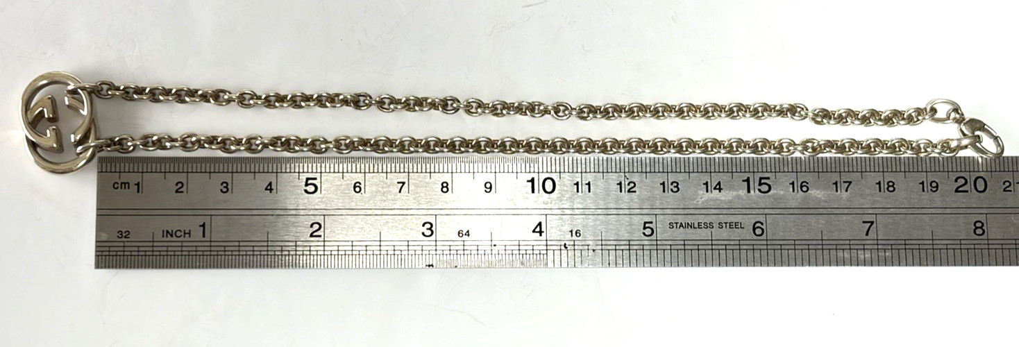 Gucci Interlocking Necklace Sterling Silver 925 Pendant with Box and Accessories