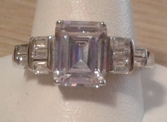 DOB618 Emerald Cut & Baguette Bella Luce CZs Engagement Ring 6.86ctw. Size 10
