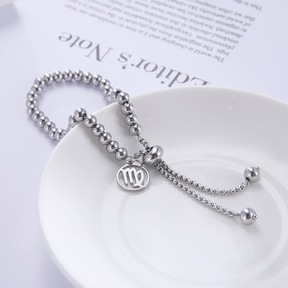12 Constellations Charm Bracelet Zodiac Bead Link Chain Minimalist Star Jewlry