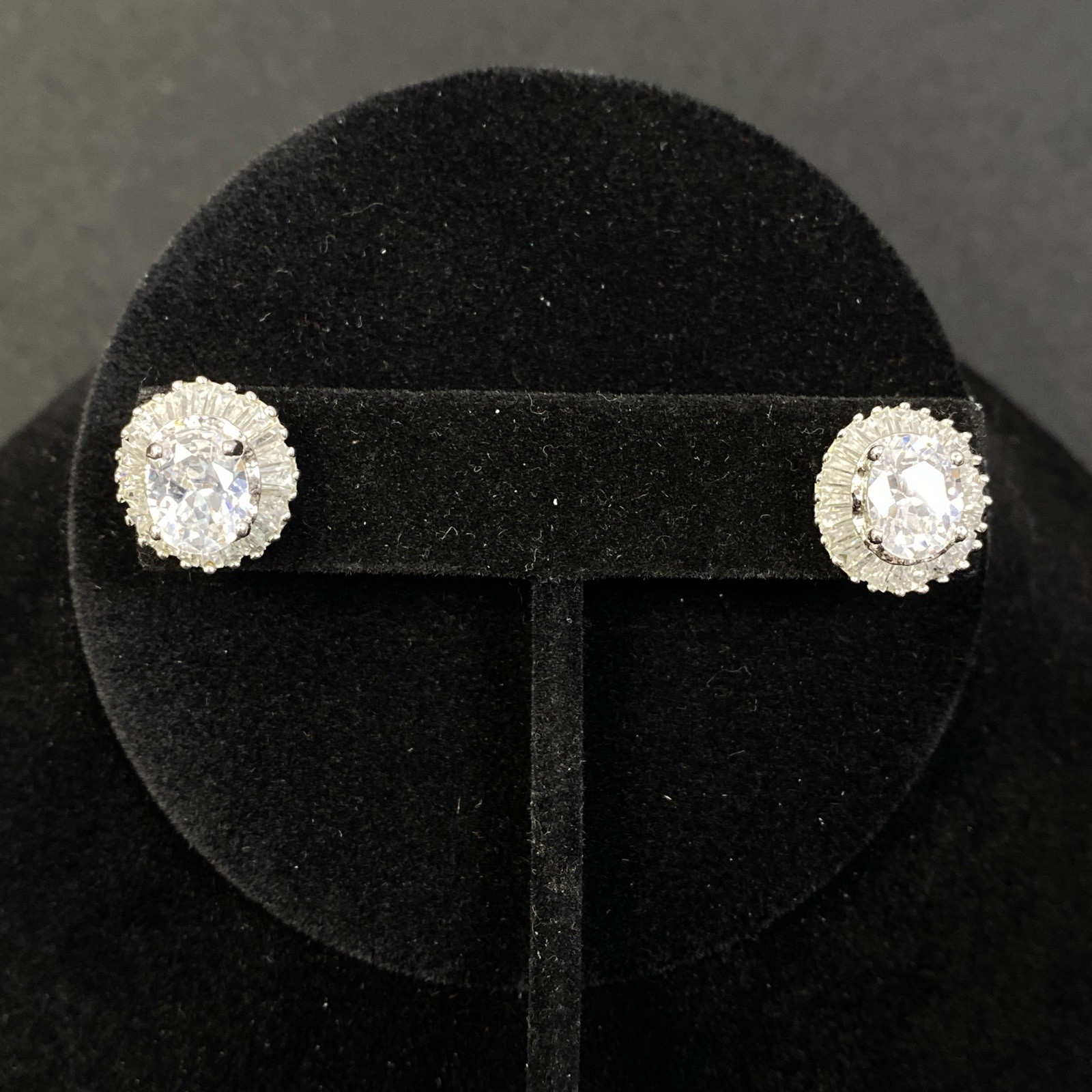 Nolan Miller Glamour Collection Post Earrings Crystal Silvertone 1/2″ x 5/8″