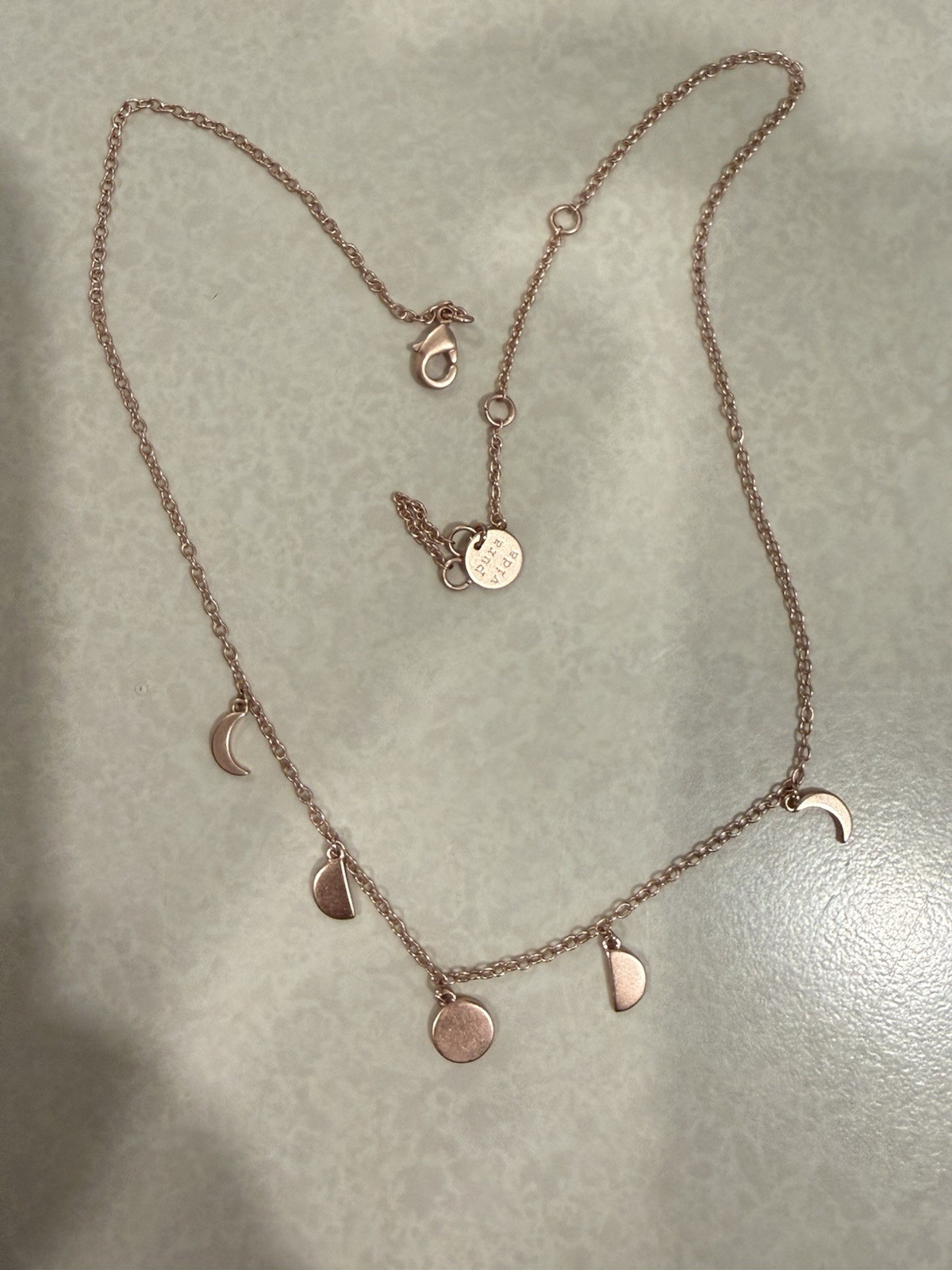 Pura Vida Rose Gold Moon Charm Necklace & Anklet Set Adjustable