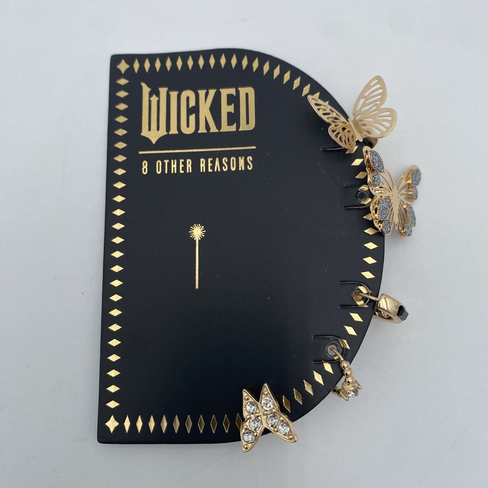 Wicked 8 Other Reasons Revolve Earrings & Ear Cuffs Set Butterfly Gold CZ Stones