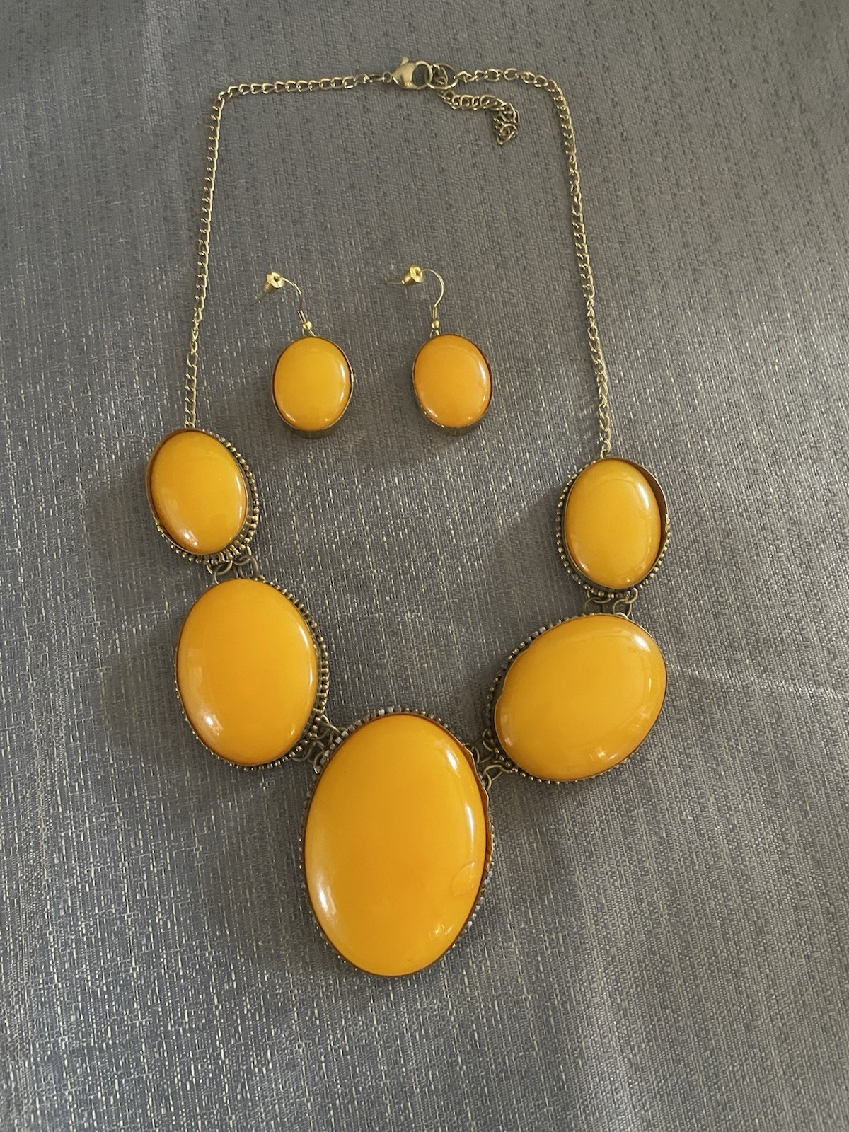 Bold Orange Statement Necklace and Earrings Set