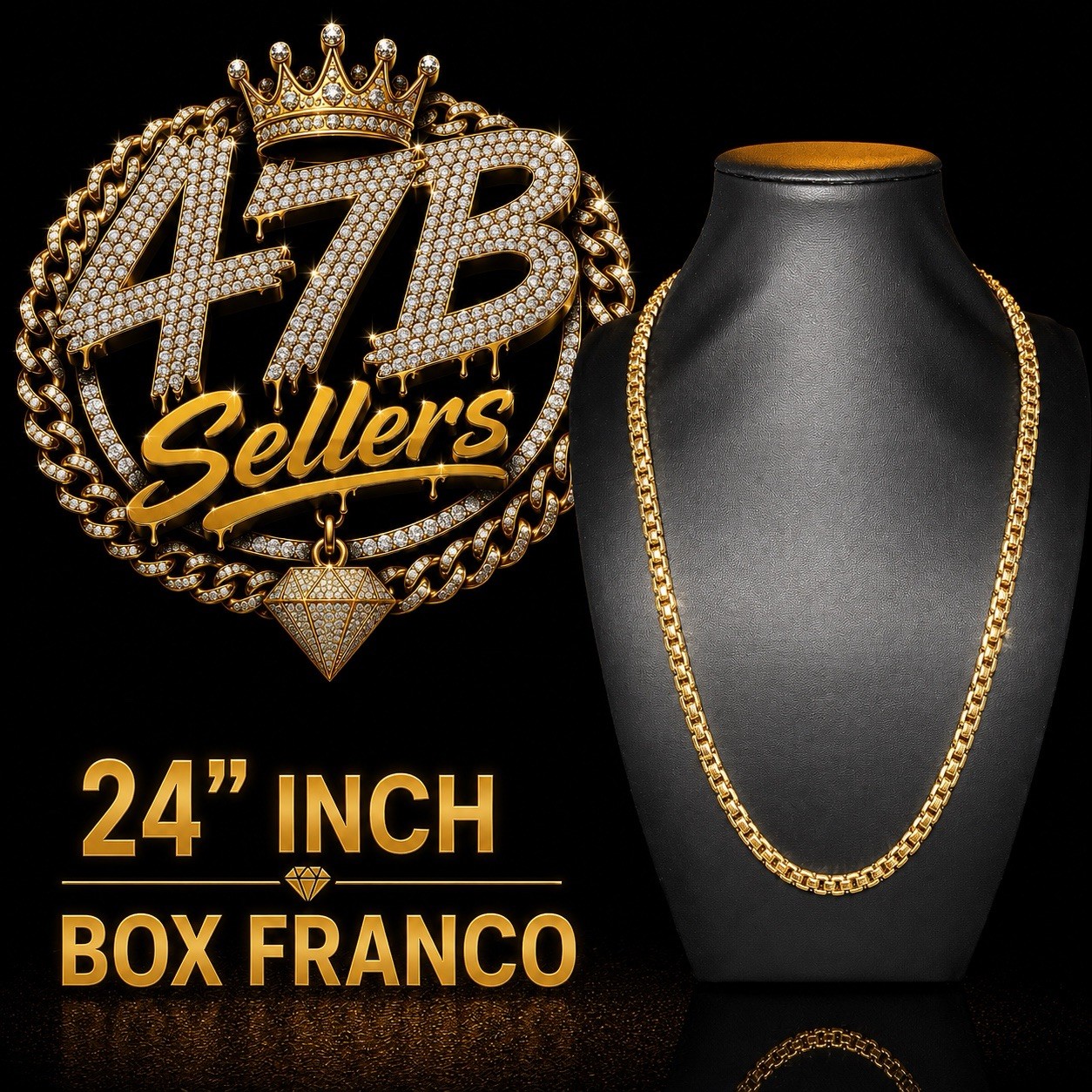 24in. Gold Filled Box Franco * Italy Stamped 750*Chain w/ Lobster Clasp