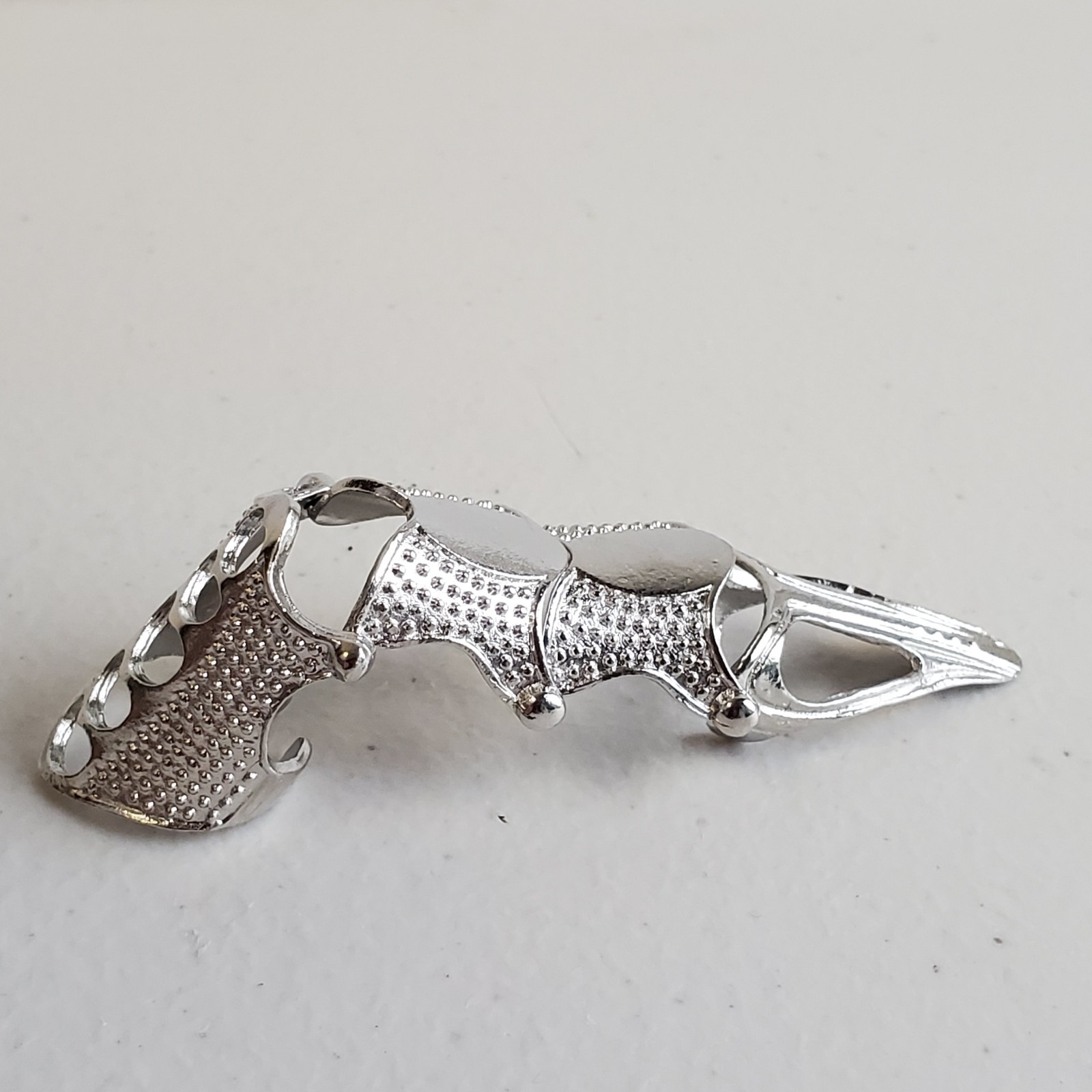 Full Finger Ring Claw Skull Gothic Armor Silver Color Punk Knight Jewelry USA