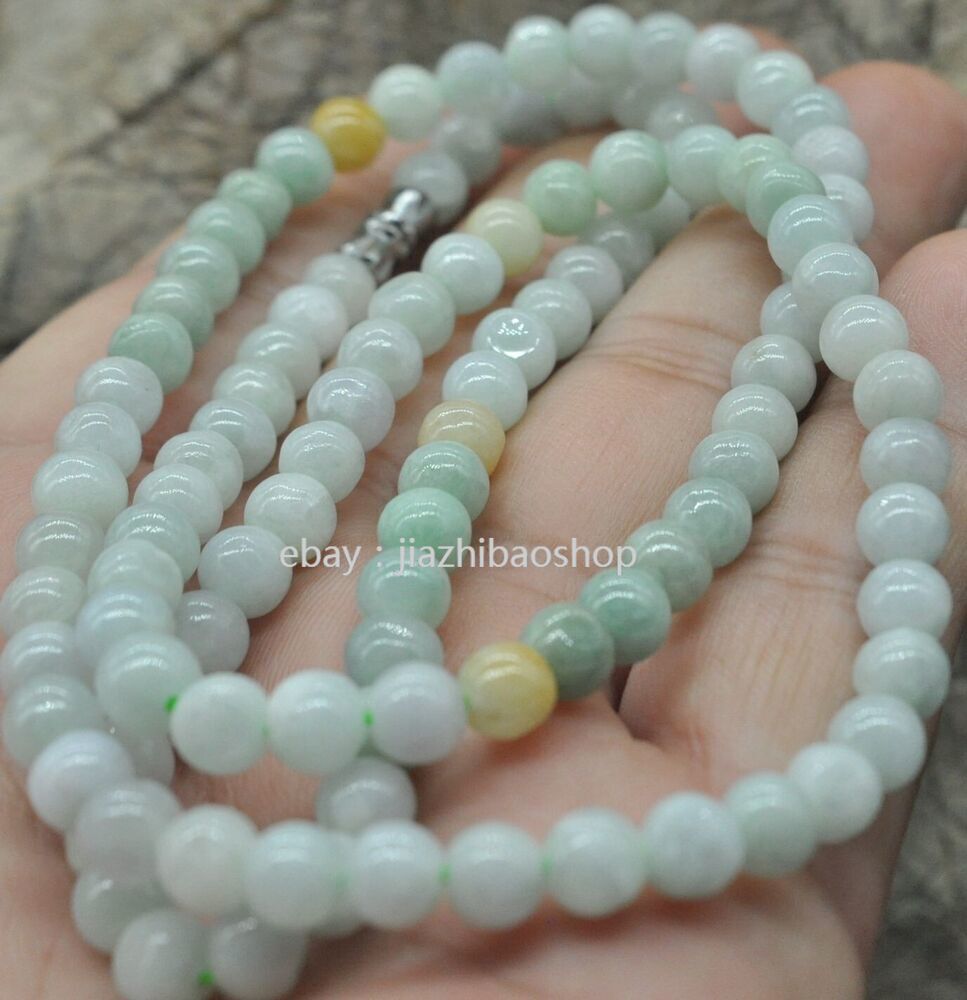 Certified 6mm Green 100% Natural Burma A Jade jadeite Pendant~项链- 20“