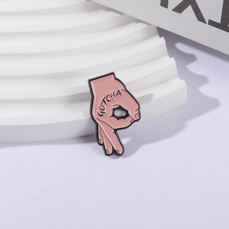 Gotcha Ok Gesture Enamel Pins Brooch Creative Game Okay Gesture Brooche Backpack