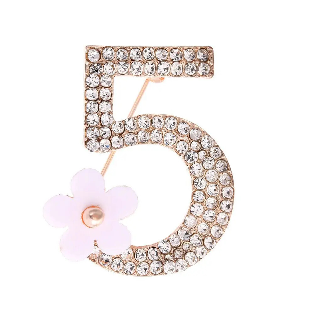 women creative number 5 brooch fashion clothing pins accessories