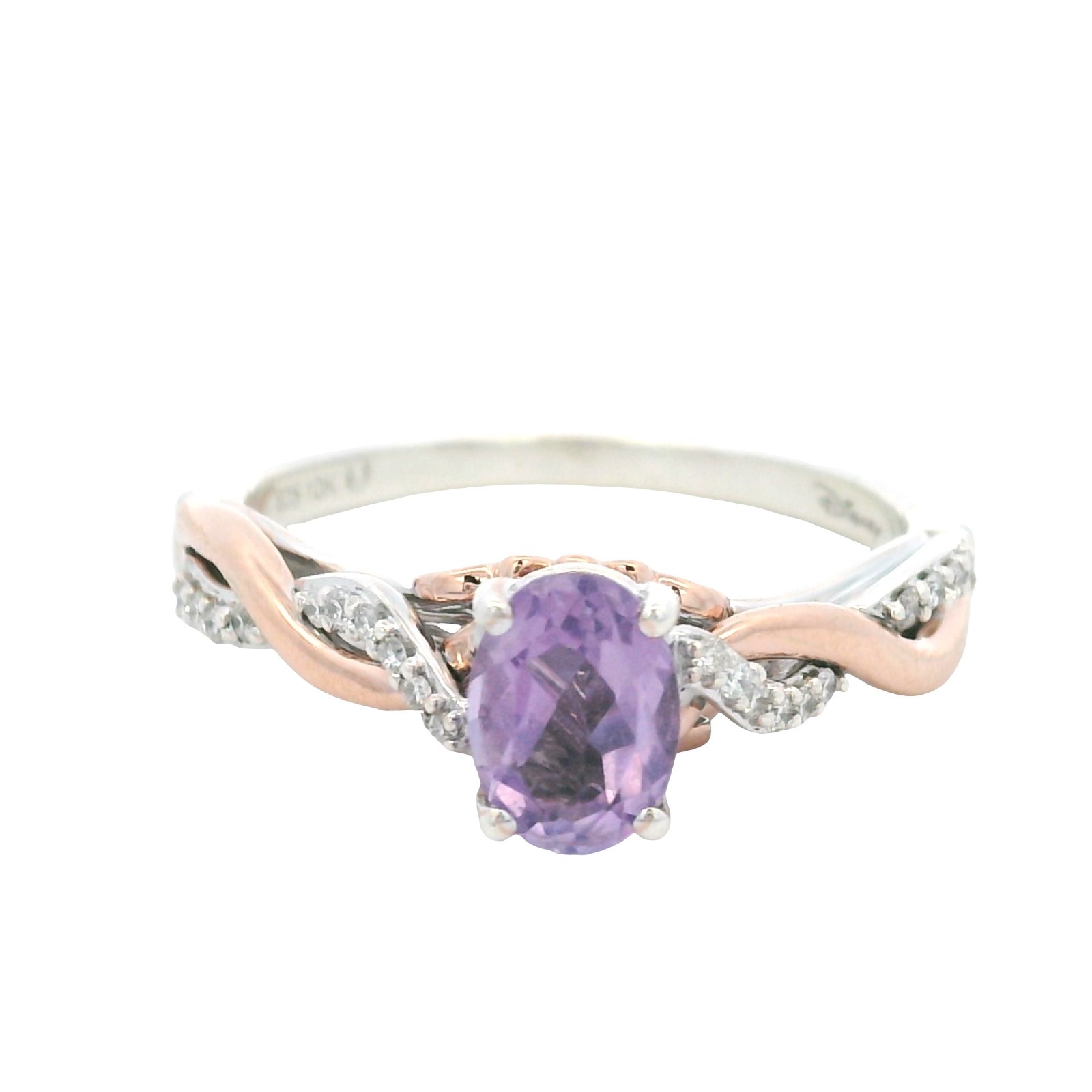 Enchanted Disney Rapunzel Amethyst & Diamond Ring in 925 10kt Rose Gold Sz 7.75
