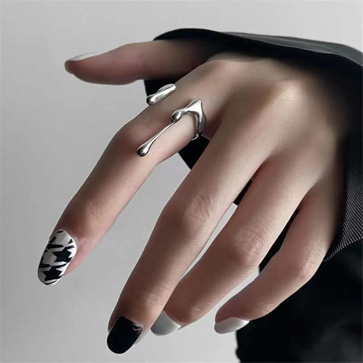 Silver Hug Ring Adjustable Open Hugging Hands Love Promise Ring Unisex Gift