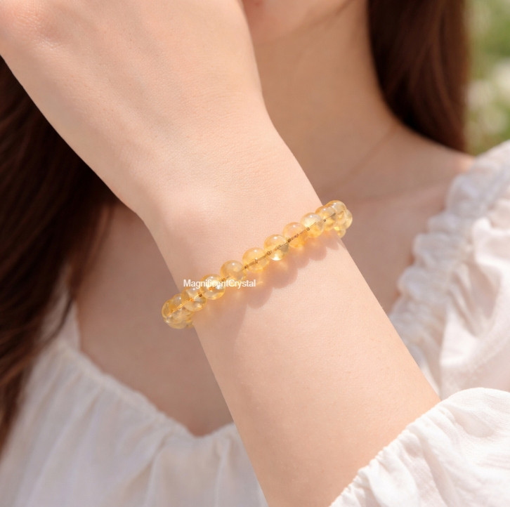 5PCS High Quality Natural Citrine Bracelet Abundance Prosperity Women Jewelry