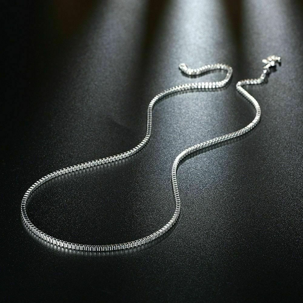 Mens Womens 925 Sterling Silver 1.5mm Wide Square Box Link Chain Necklace #N244