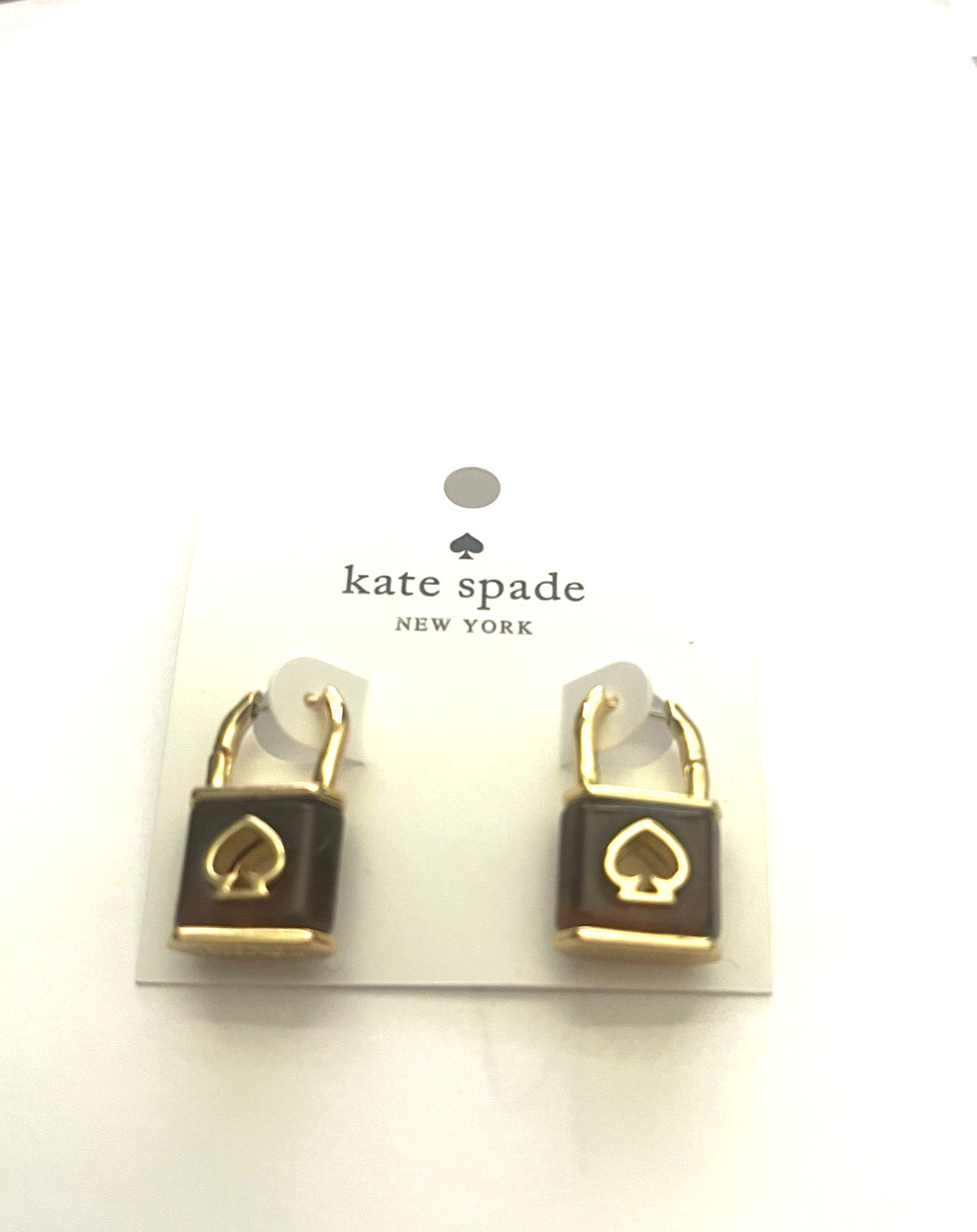 Kate Spade Lock & Spade Tortoise Padlock Huggie Drop Earrings NEW + DUST BAG