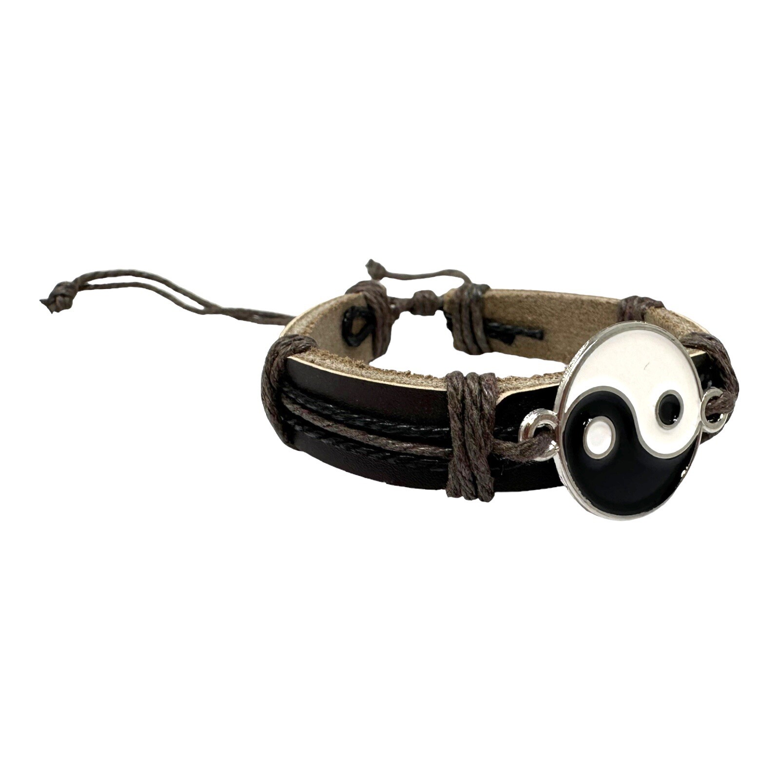 Yin yang bracelet ying yang leather bracelet yin yang cuff tao brown bracelet