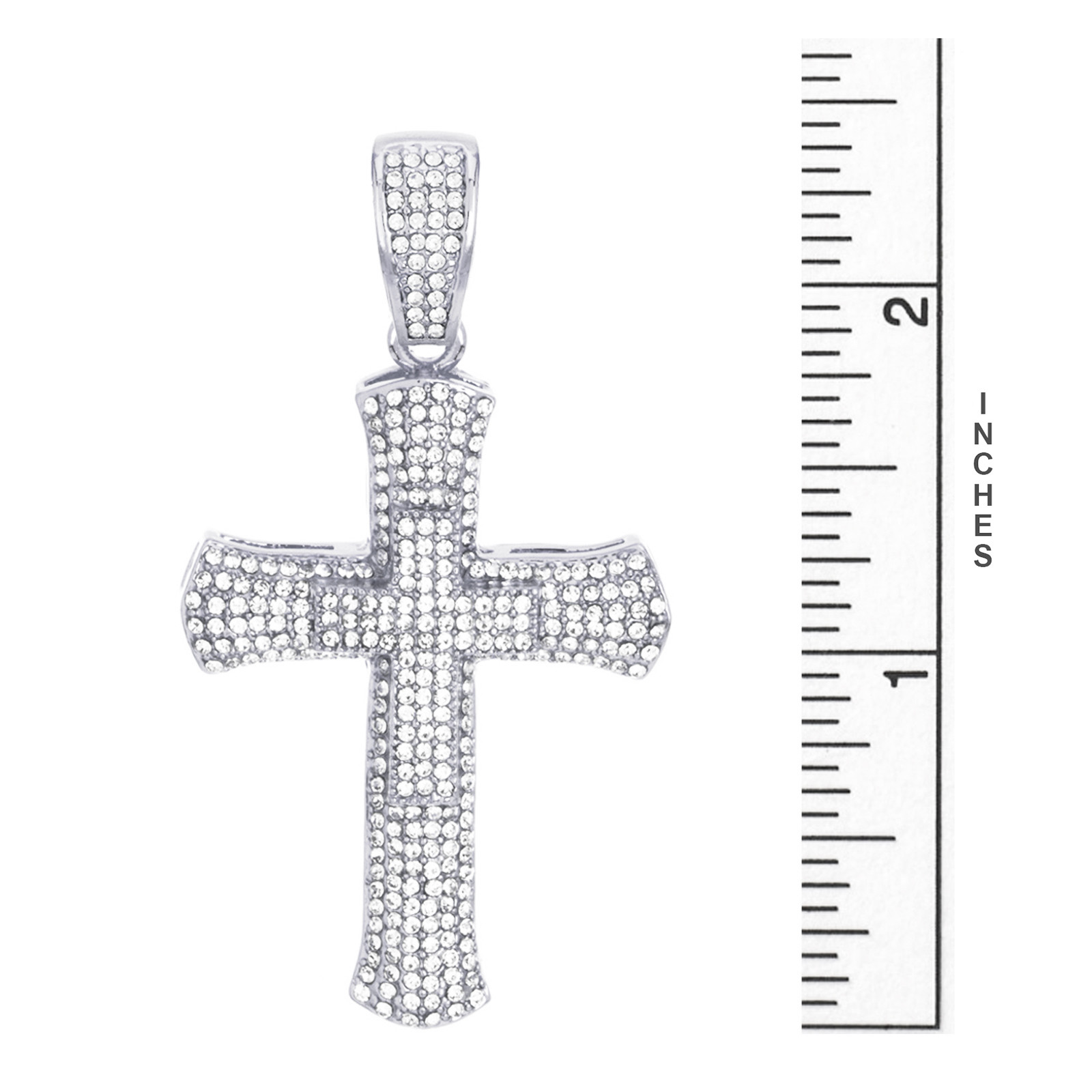 3D Cross Pendant Silver Tone 24″ Tennis and Cuban Chain Necklace TCMP 708 S